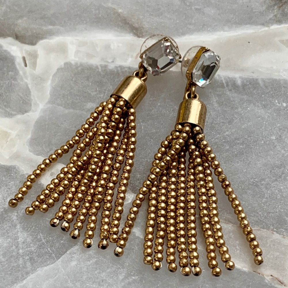 J Crew Beaded Tassel Earrings